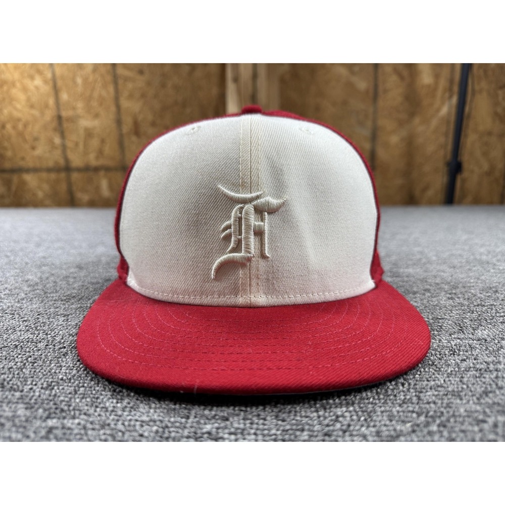 Essentials Fear Of God Hat Cap Fitted Mens 7 1/2 Red White MLB Baseball‎ New Era